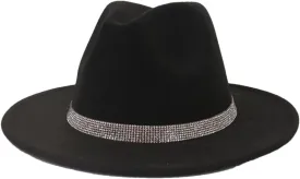 Women's Hat Chain Decor Wide Brim Fedora Hat Fall Winter Wedding Jazz Hats Men Felted Cap