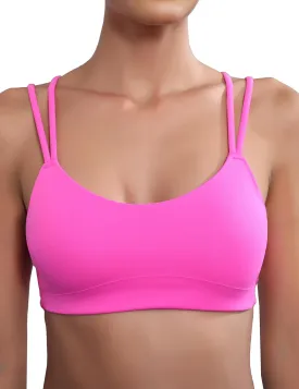 Yoga Sports Workout Bras for Women Seamless Molded Cup Spaghetti Double Strap Bra Wirefree Scoop Neck Tank Top Bras